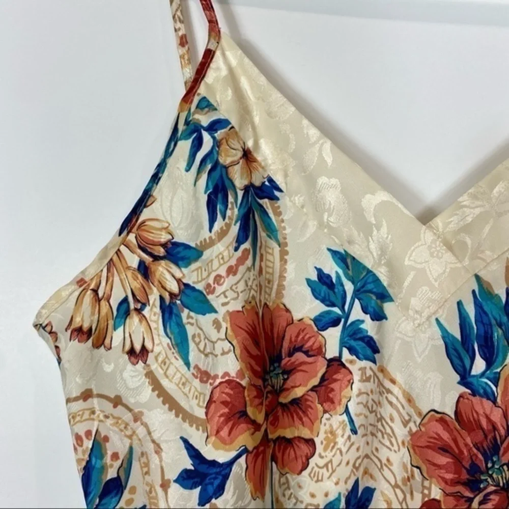 Vintage Kathryn 1990s Floral Elegant Ornate Silky Satin Mini Slip Dress Nightie